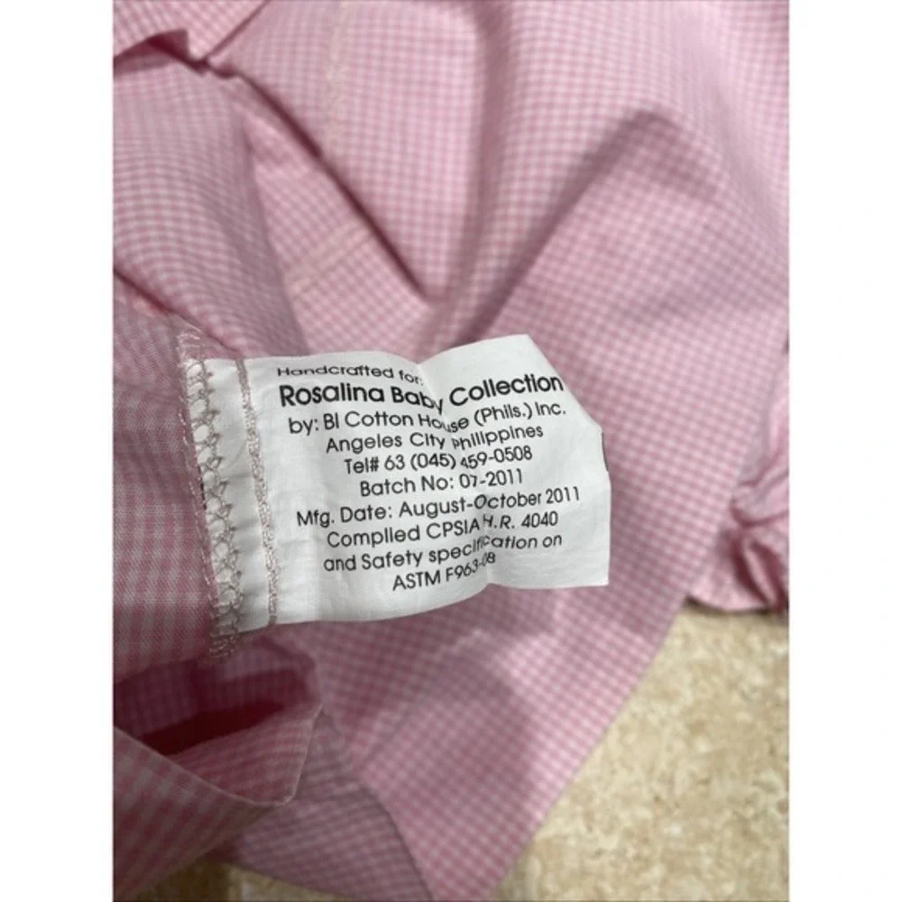 Rosalina Collection Pink Checked Bishop Smock Dress 12m Dress Bunnies/Easter 822